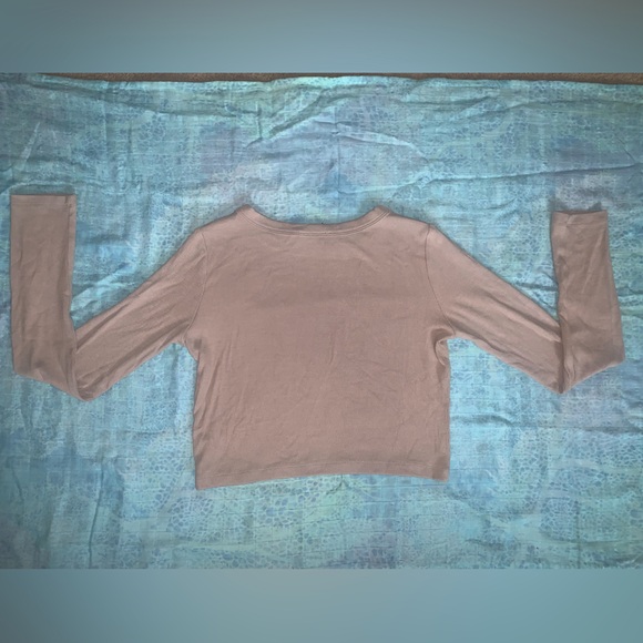 Mimosa Ribbed Long Sleeve Crop Top Beige/Tan - Large - Picture 2 of 10